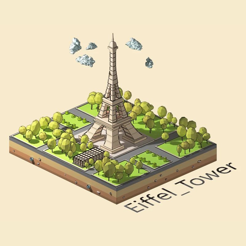 Geometrischer Low-Poly-Eiffelturm