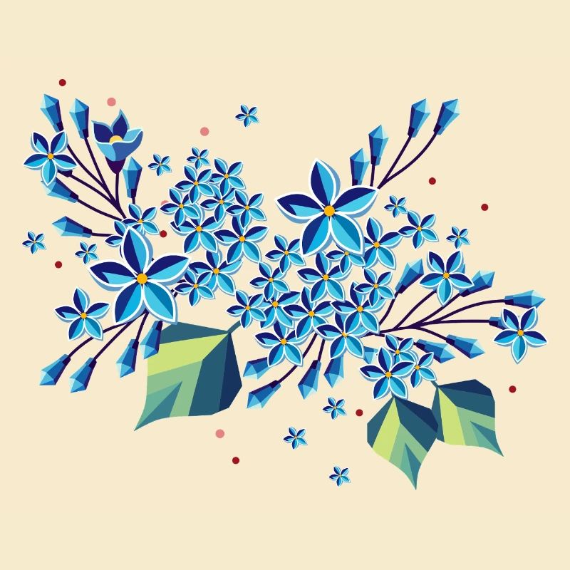 Branche de lilas – des tons bleus élégants dans un design moderne