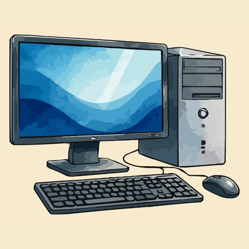 Retro PC Workstation Illustration