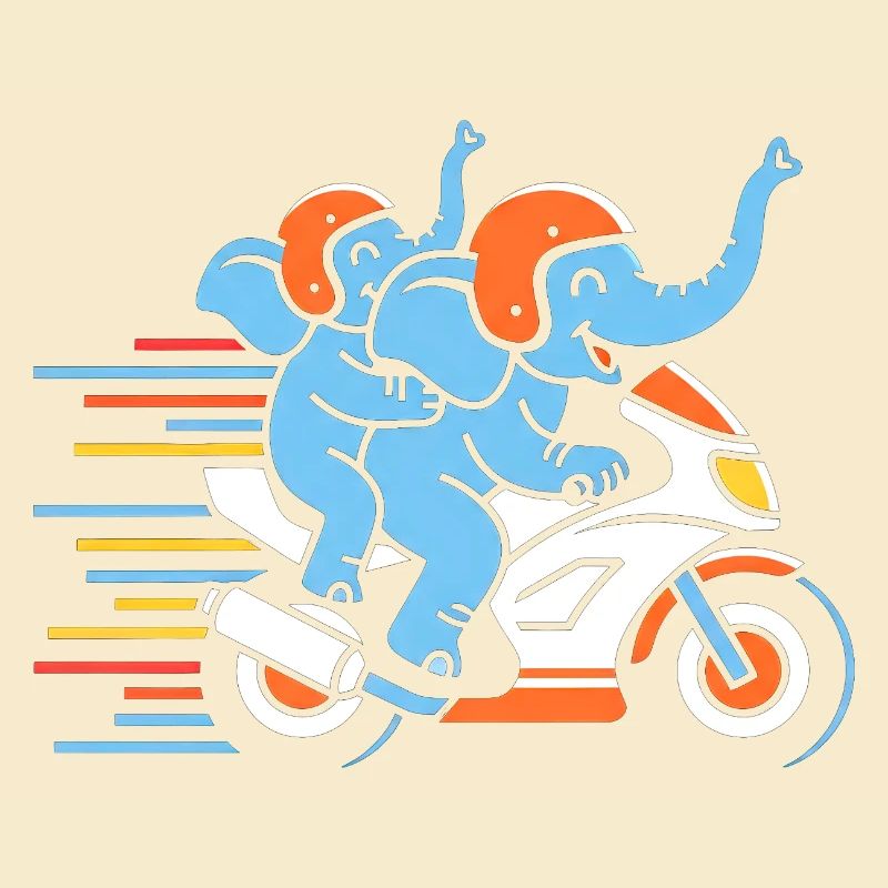 Duo de course d’éléphants à moto