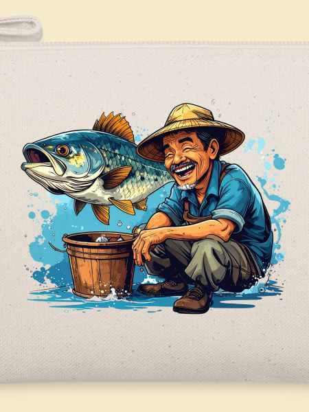 Fröhlicher Fischer und Riesenfisch