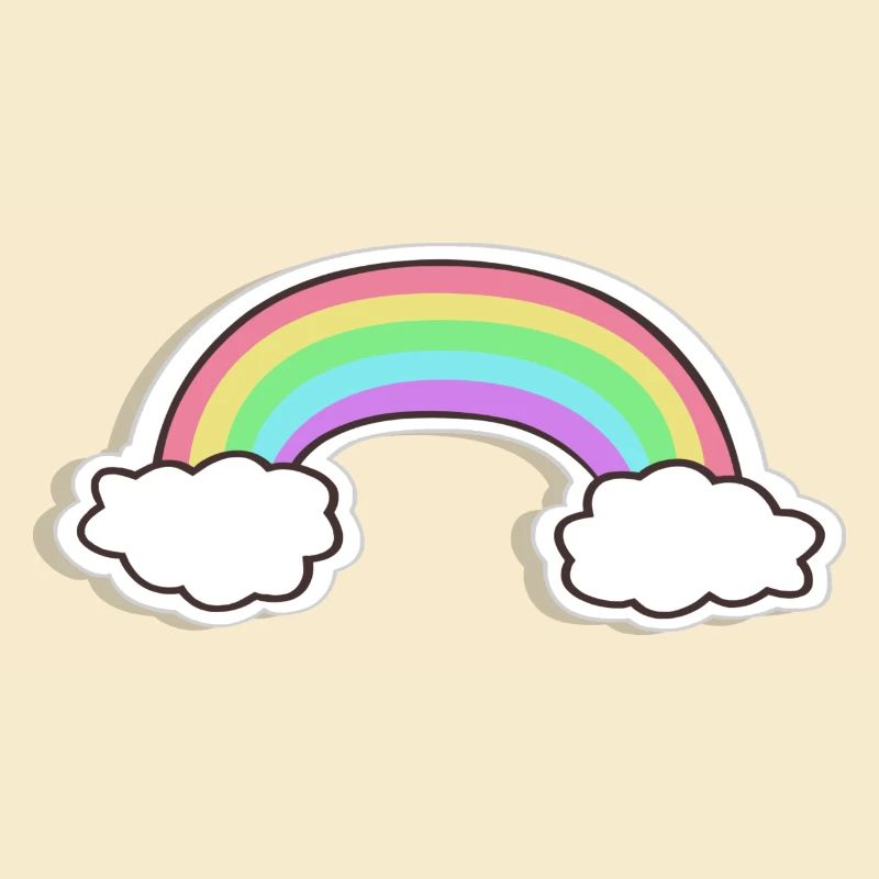 Pastel rainbow with clouds motif