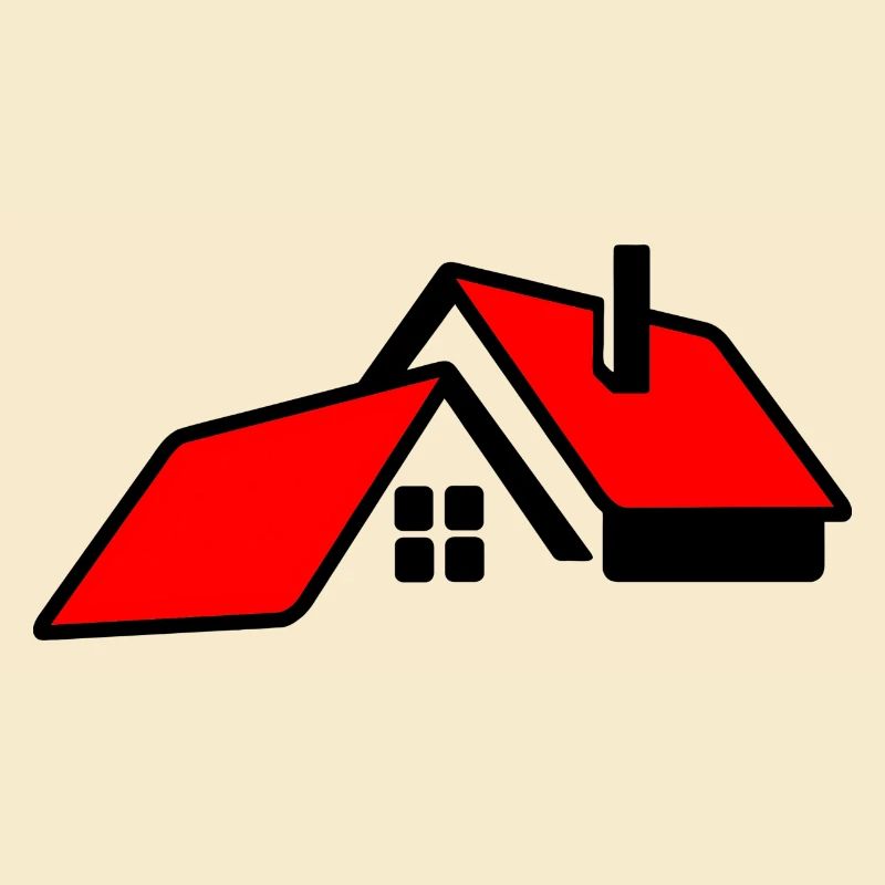 Haus mit rotem Dachlogo