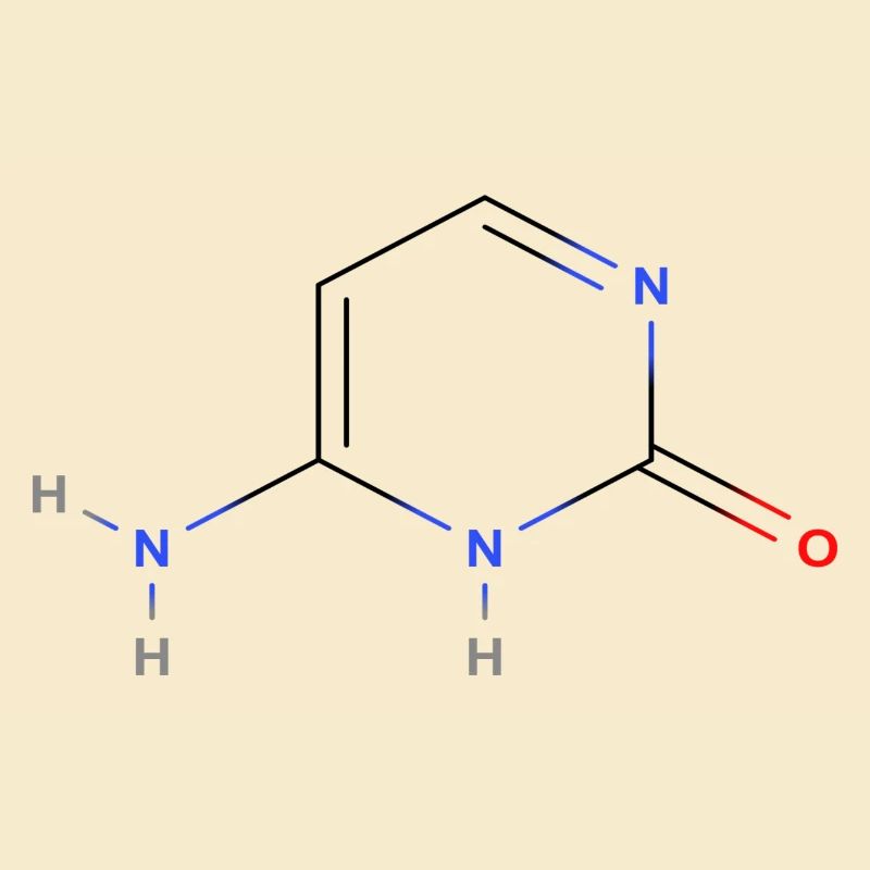 Cytosine Molecule - Colored Structural Formula