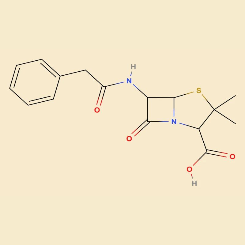 Penicillin Molecule - Colored Structural Formula