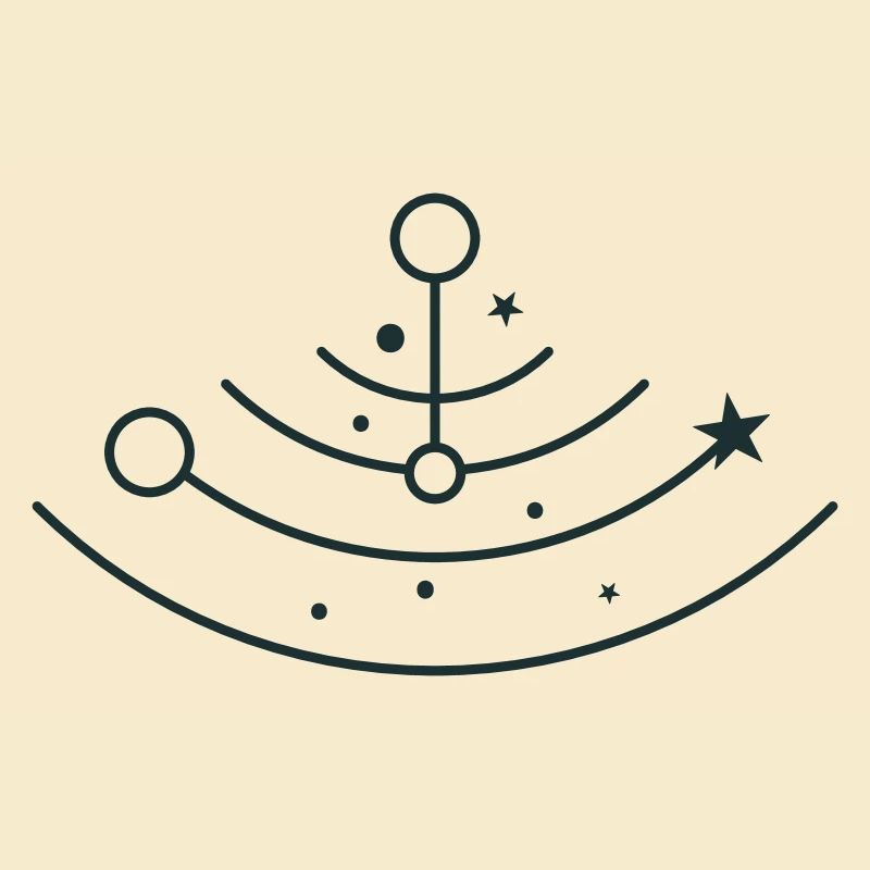 BOHO stars and moons in half circle orbits