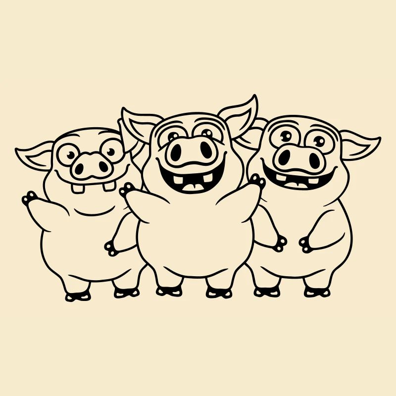 Équipe amicale de cochons drôles