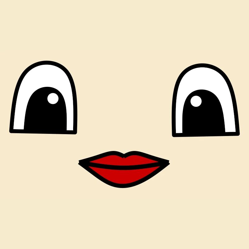Cute face with red lips