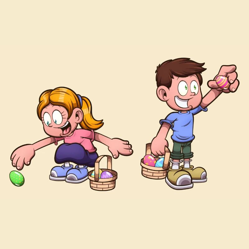 Kids Doing An Easter Egg Hunt