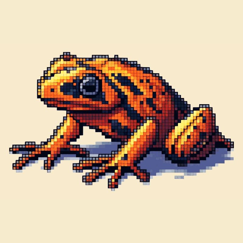Poison dart frog in retro 8 bit pixel graphics