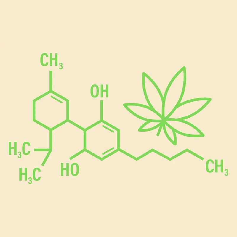 Formule THC avec feuille de cannabis