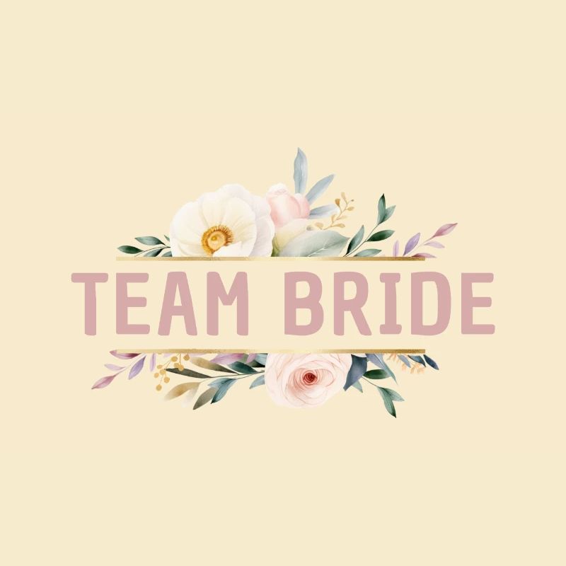 Team Bride! Blumen, bunt, personalisierbar