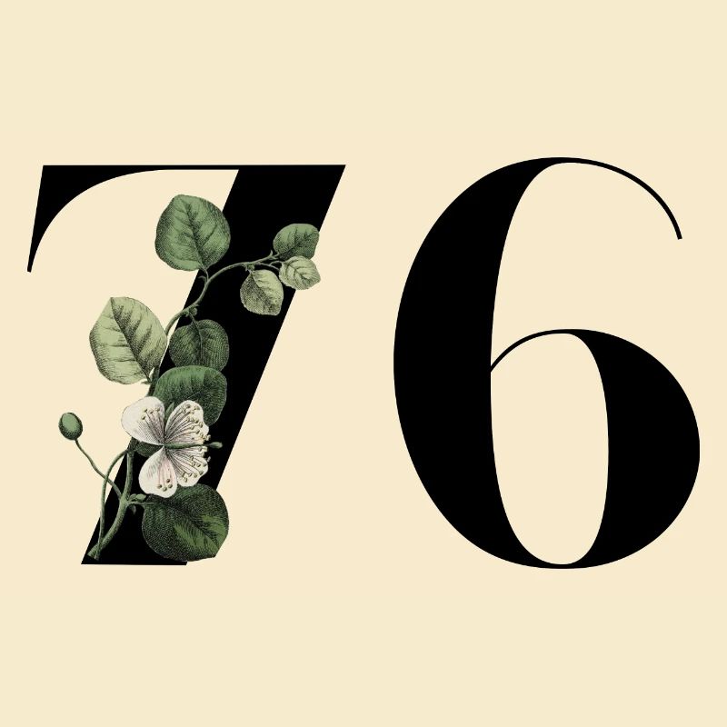Numéro 76 floral vert - 76e anniversaire floral