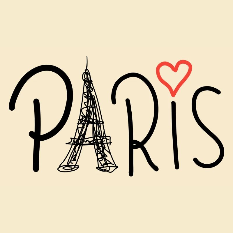 Paris with Eiffel Tower and red heart