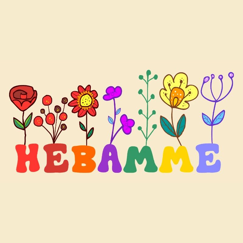 Hebamme mit Blumen Geburtshilfe Geschenk Spruch