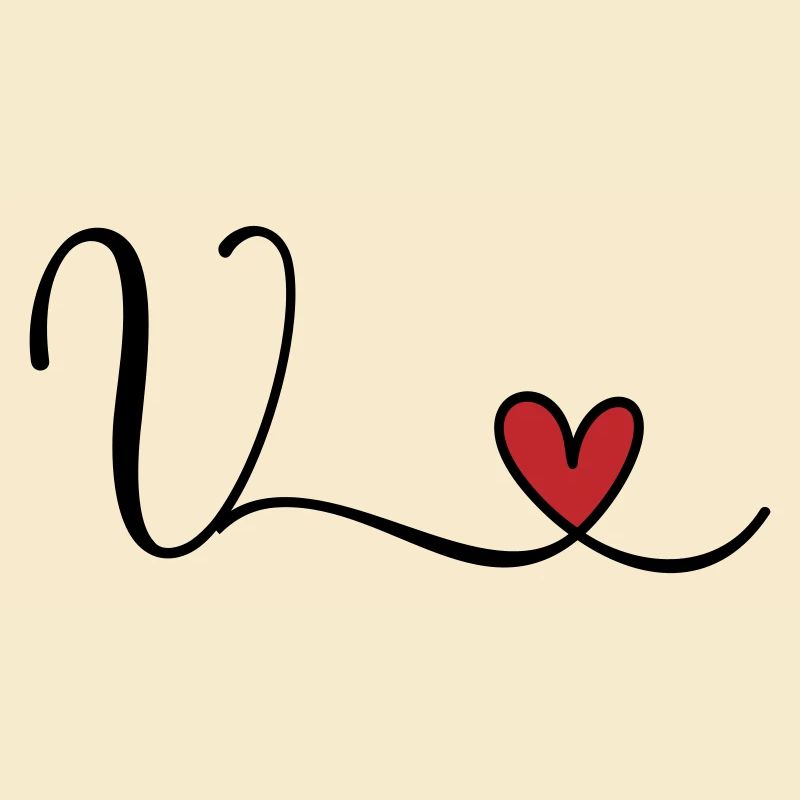 Buchstabe V Monogramm Initiale Herz