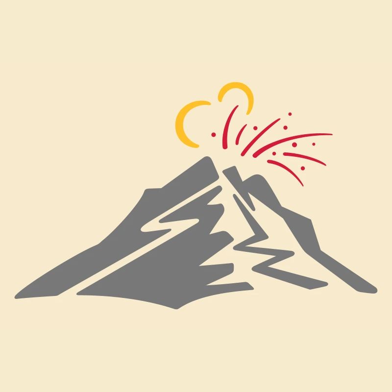 Volcano - vector line drawing, gift