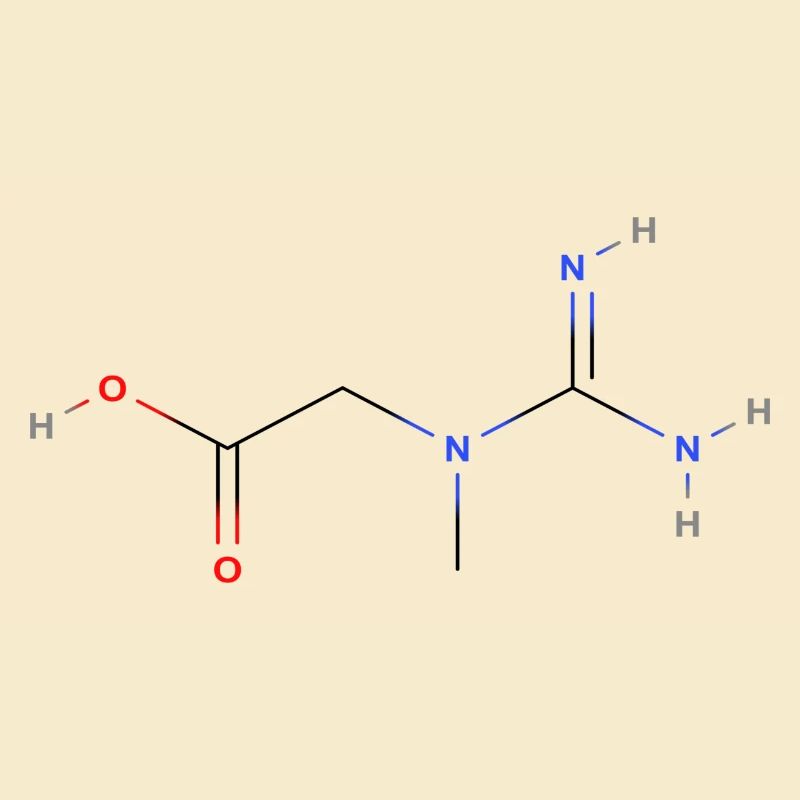 Molécule de créatine - Formule structurale colorée