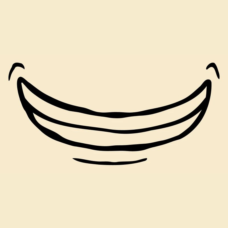 Comic wide exuberant grin