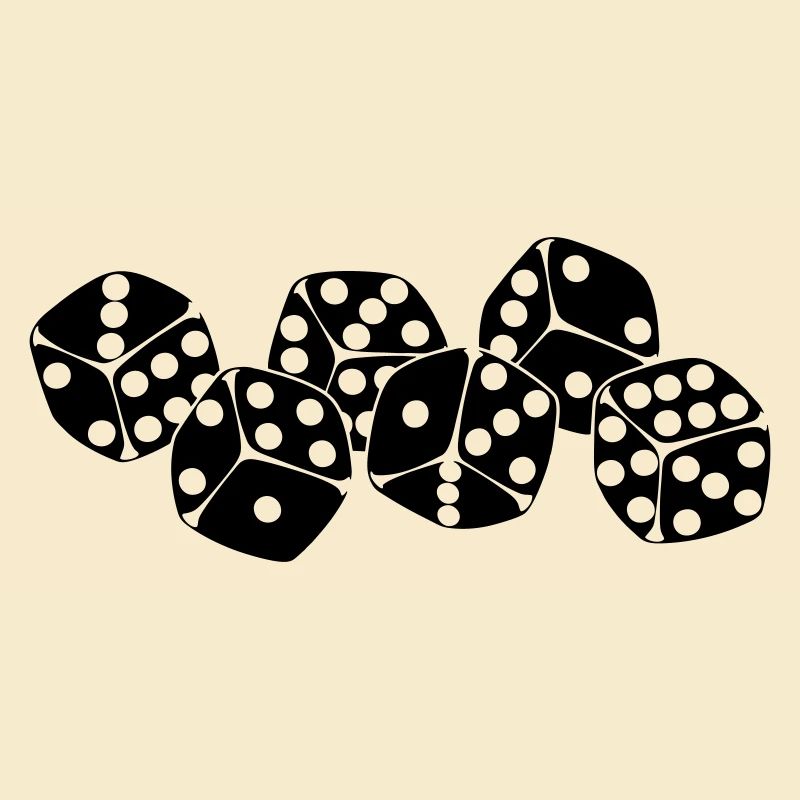 Six dice next to each other