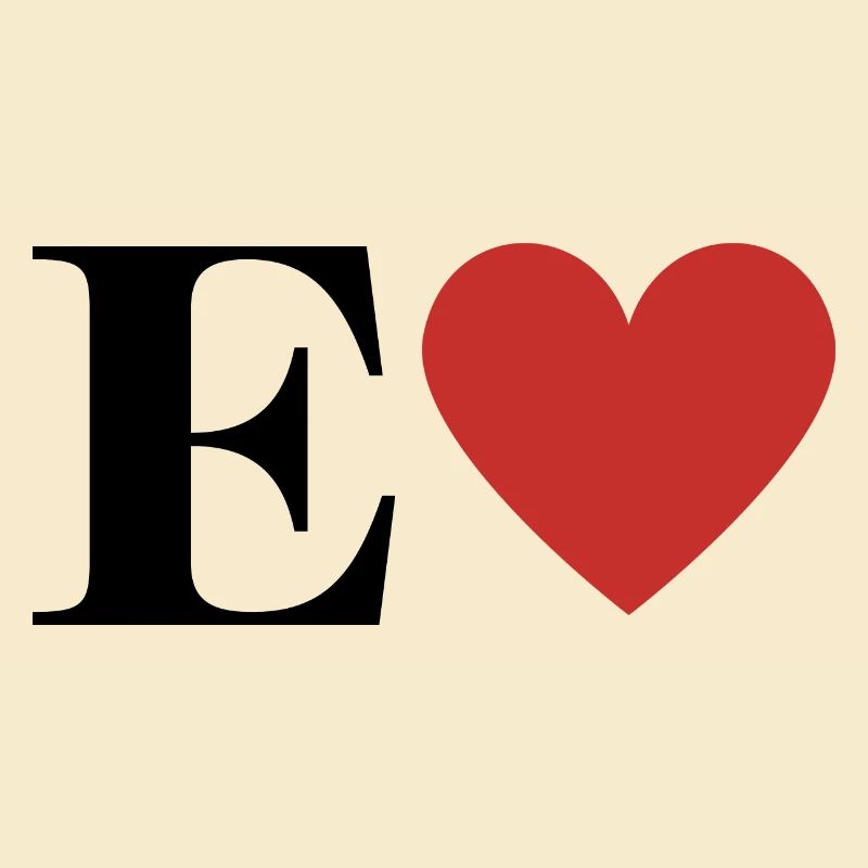 Letter e red heart