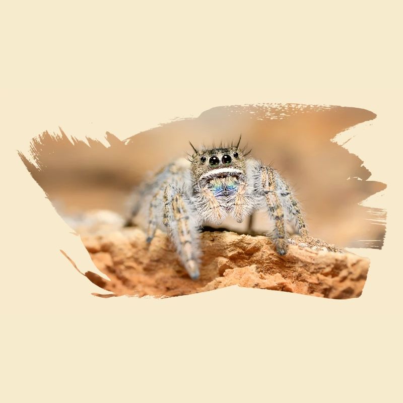 Phidippus texanus jumping spider, spring spinne.