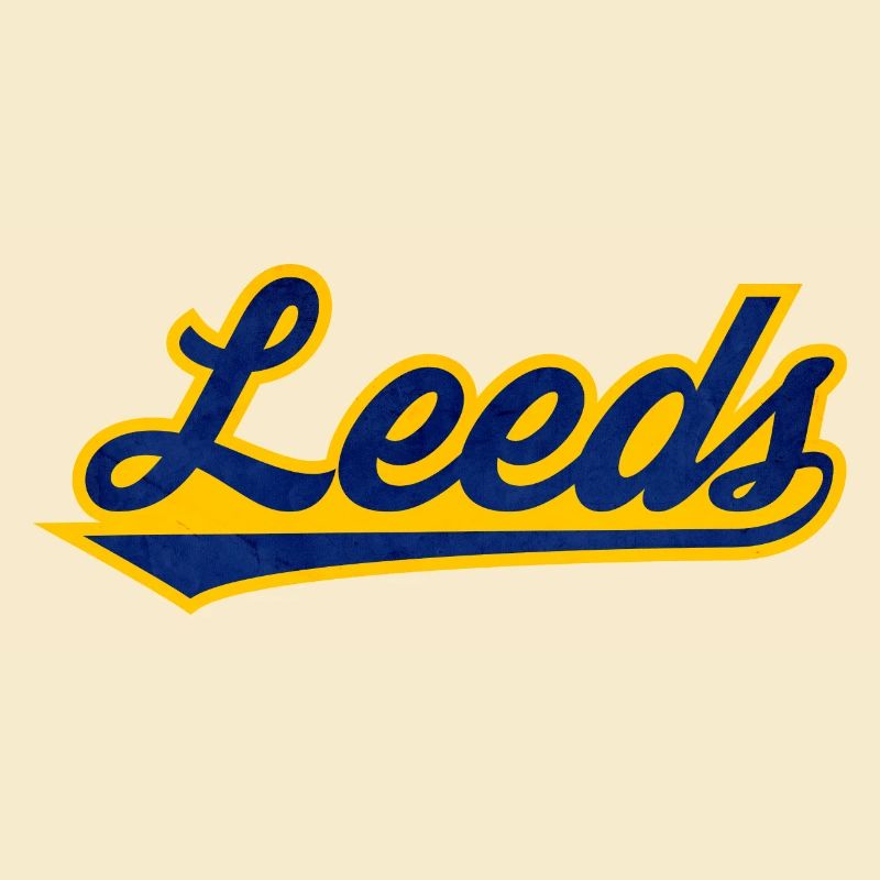 Leeds Script Logo Blau Gelb
