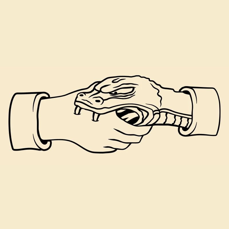 Shaking hands Snake bites hand