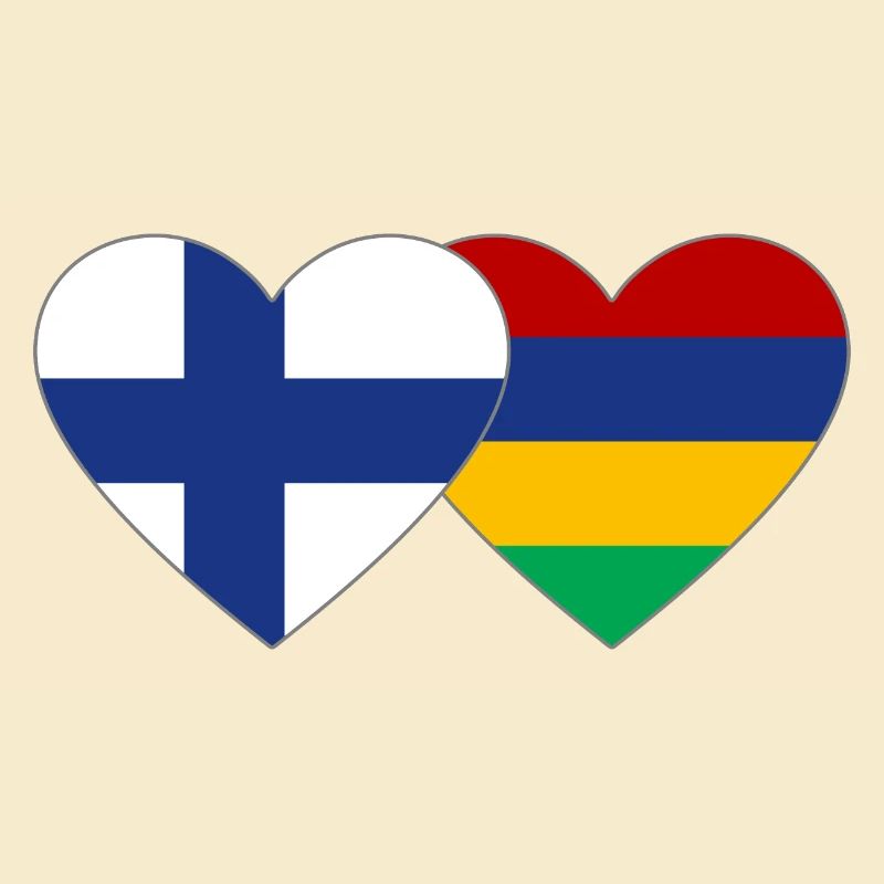 Finnland Mauritius Flagge Herz