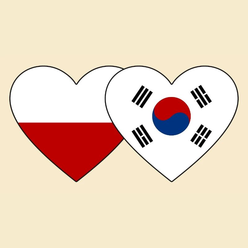 Pologne Corée du Sud Drapeau Coeur