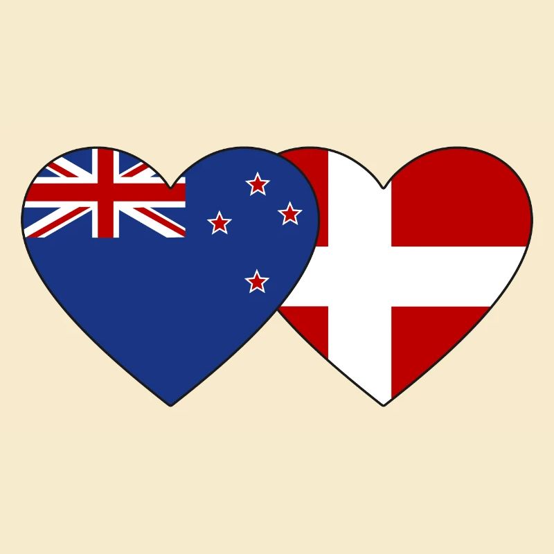 Neuseeland Dänemark Flagge Herz