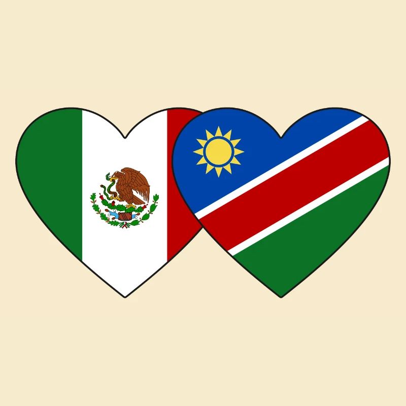 Mexiko Namibia Flagge Herz