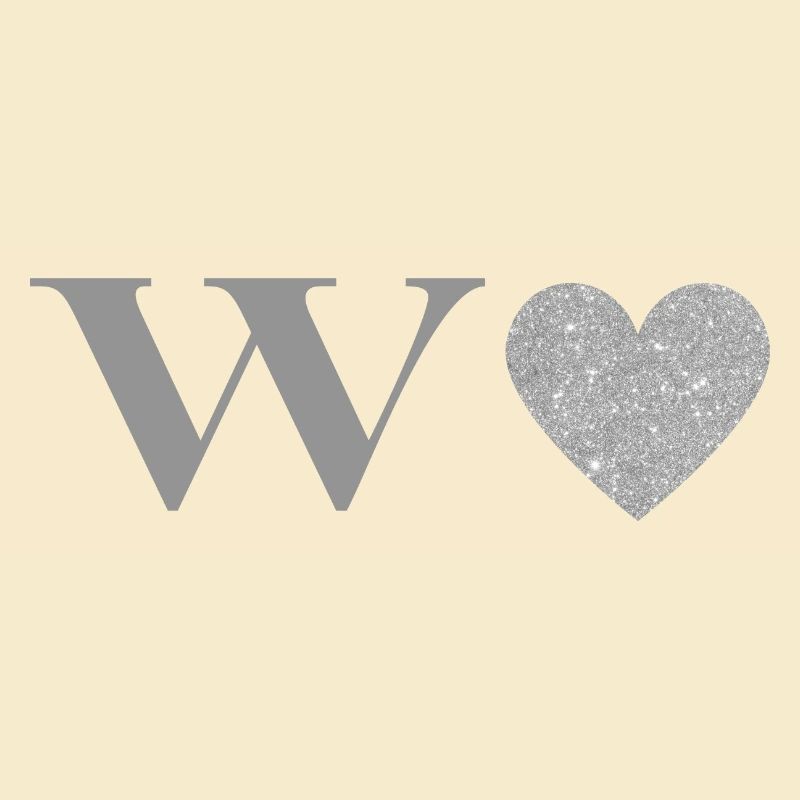 Letter w silver heart