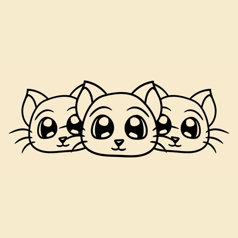 3 Cats Three Friends Team Crew Family Group Cute