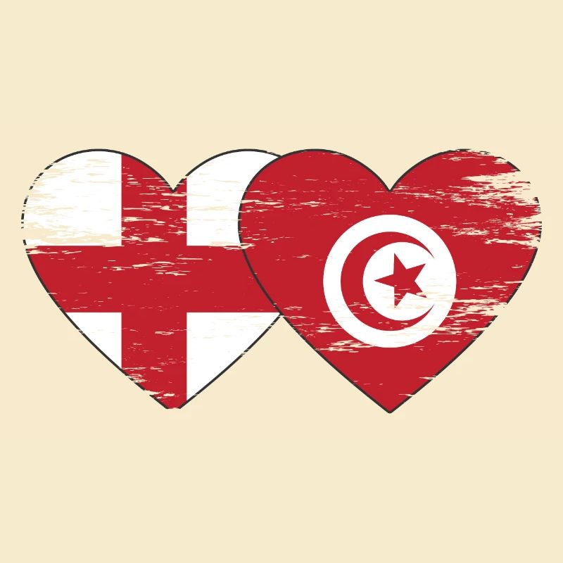 Angleterre Tunisie Drapeau Coeur Utilisé