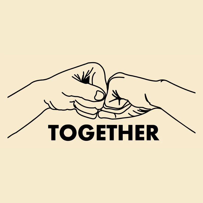 Hand gesture collaboration teamwork with text together
