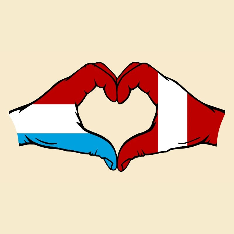 Luxembourg Peru Flag Hands Heart Shape