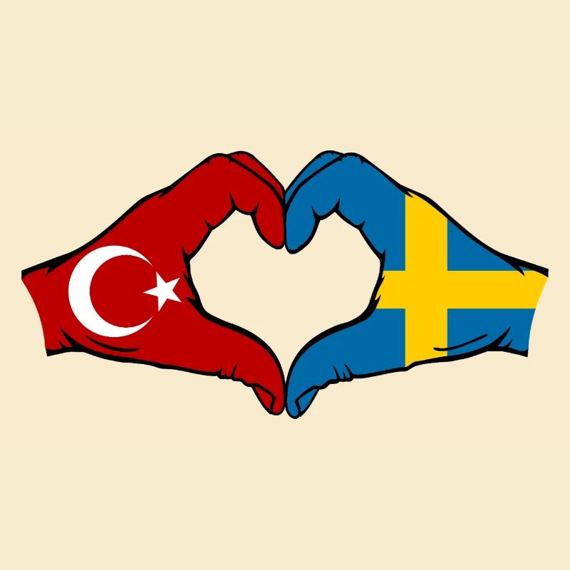 Turquie Suède Drapeau Mains Coeur Forme