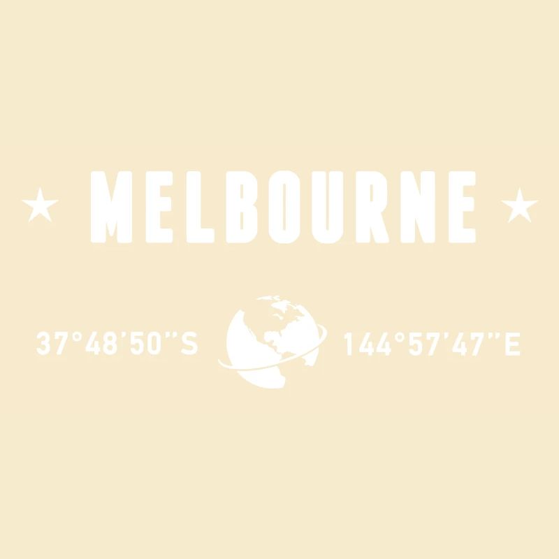 Melbourne Australia Coordinates Planet Earth White
