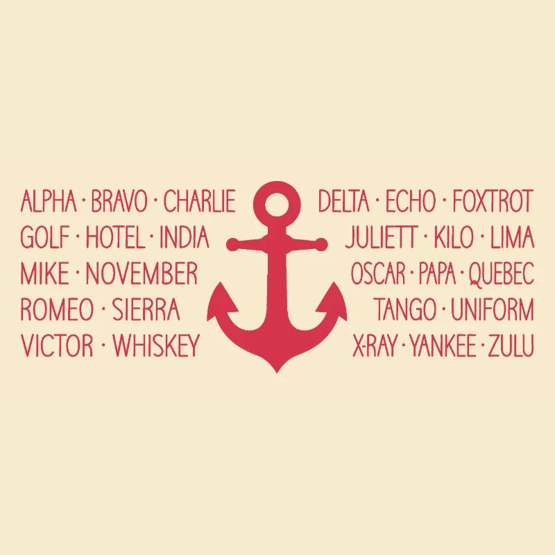 NATO-Alphabet Seefunk mit Anker rot