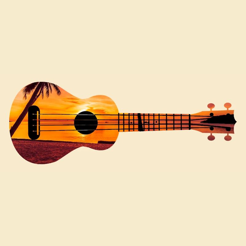 Hawaiian Ukulele Uke Beach Sunset