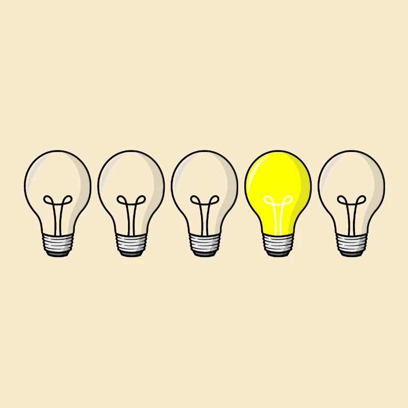 5 light bulbs - light on