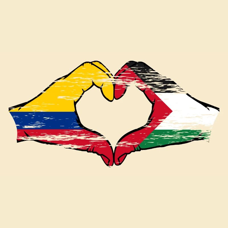 Colombie Palestine drapeau mains forme de coeur utilisé