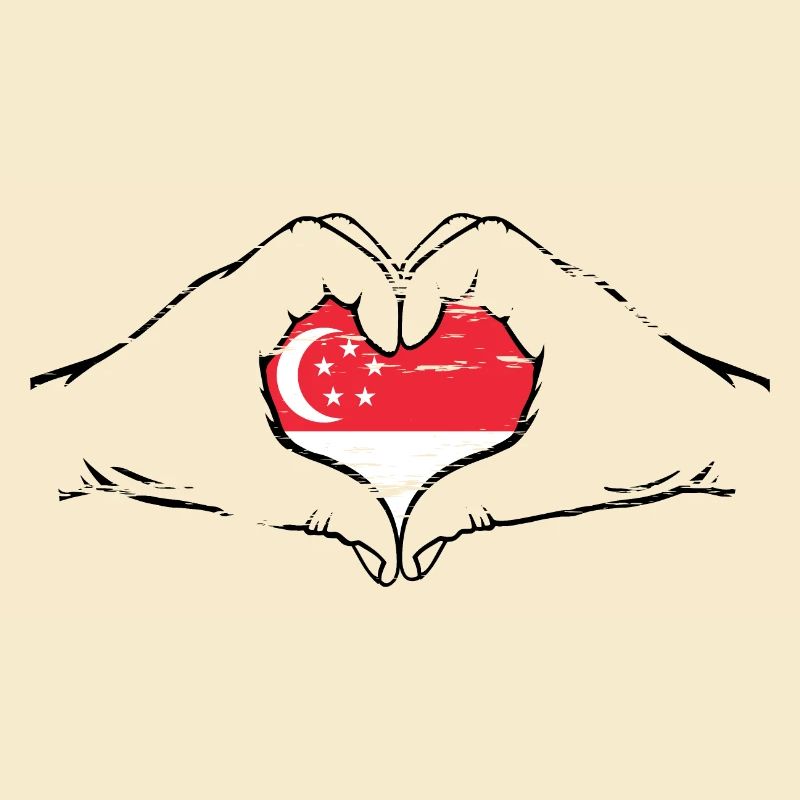 Aiguilles du drapeau de Singapour en forme de coeur utilisées