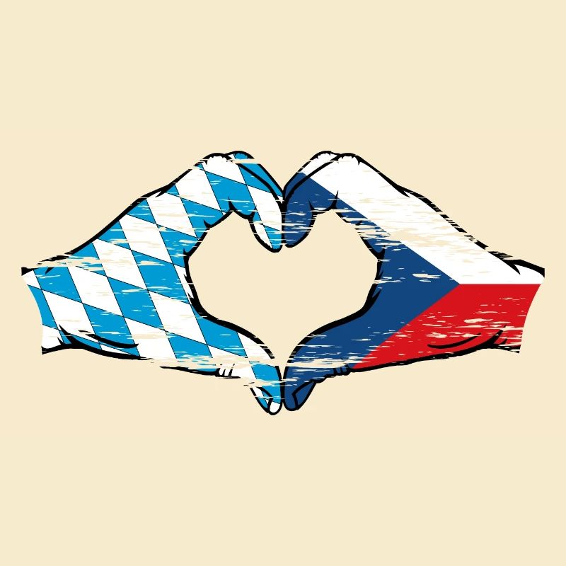 Bavière République Tchèque Drapeau Mains Coeur Utilisé