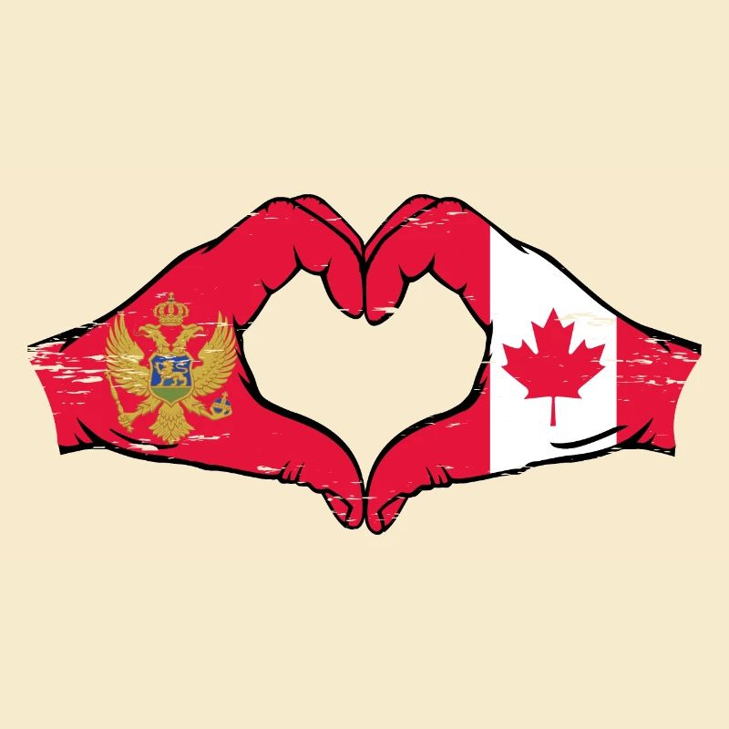 Monténégro Canada drapeau mains forme coeur utilisé