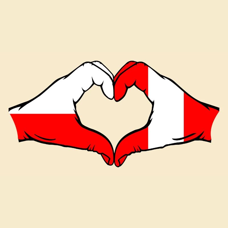 Pologne Pérou Drapeau Forme Coeur