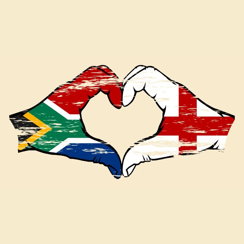 Afrique du Sud Angleterre drapeau mains forme de coeur utilisé