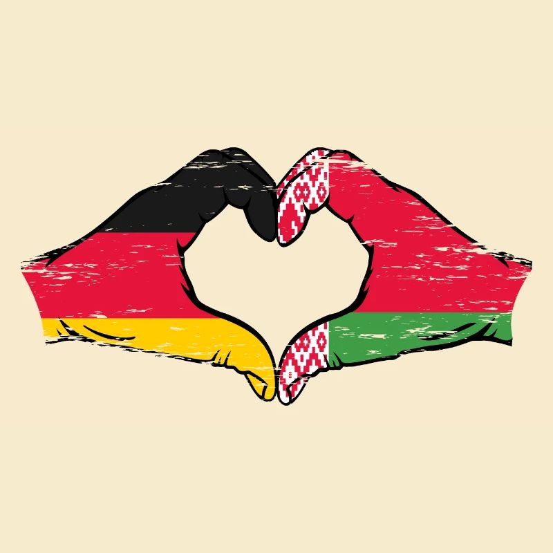 Germany Belarus Flag Hands Heart Shape Used
