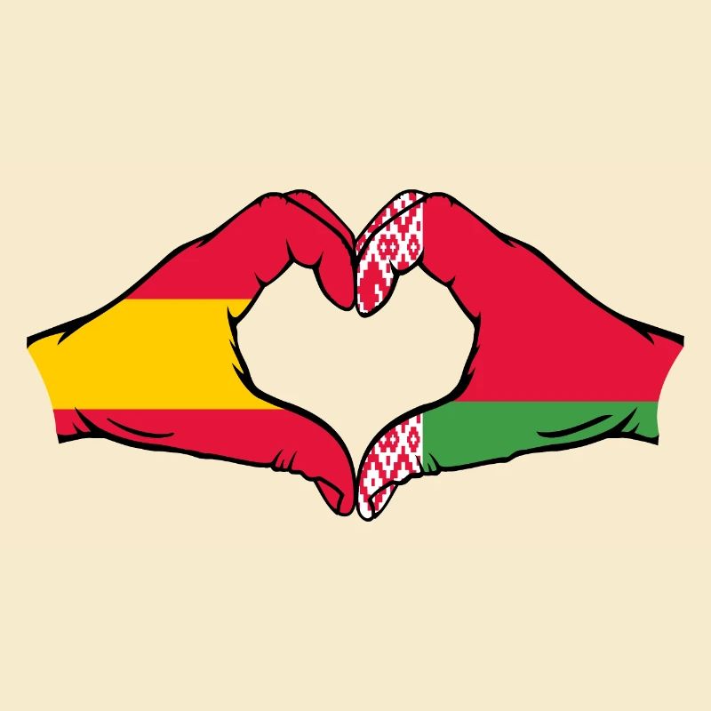 Spain Belarus Flag Hands Heart Shape